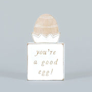 Reversible Wooden Block (Favorite Peep/Good Egg) White/Natural Adams Easter/Spring Adams & Co.   