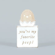 Reversible Wooden Block (Favorite Peep/Good Egg) White/Natural +  Badams   