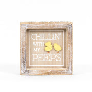 Reversible Wood Framed Sign (CHICK/PEEPS) Natural, White, Yellow Adams Easter/Spring Adams & Co.   