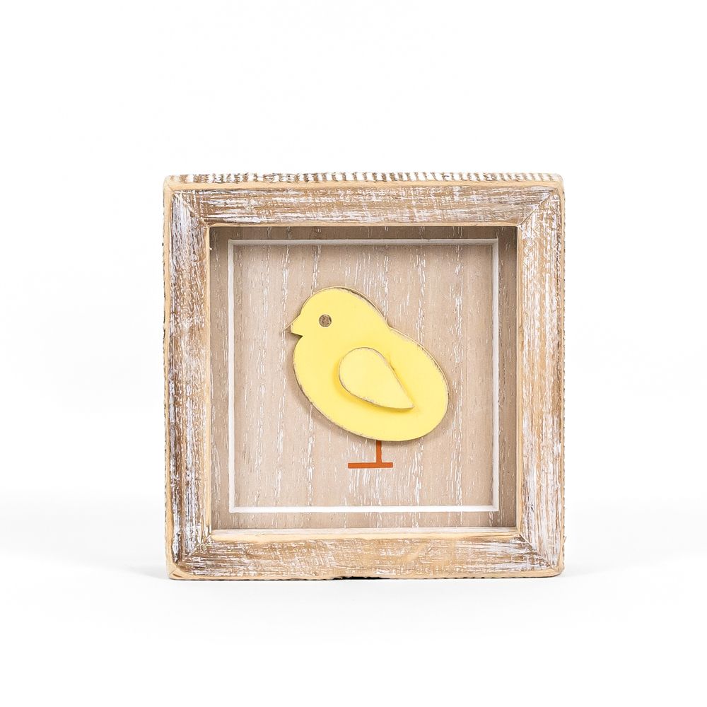 Reversible Wood Framed Sign (CHICK/PEEPS) Natural, White, Yellow Adams Easter/Spring Adams & Co.   