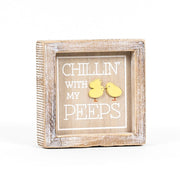 Reversible Wood Framed Sign (CHICK/PEEPS) Natural, White, Yellow +  Badams   