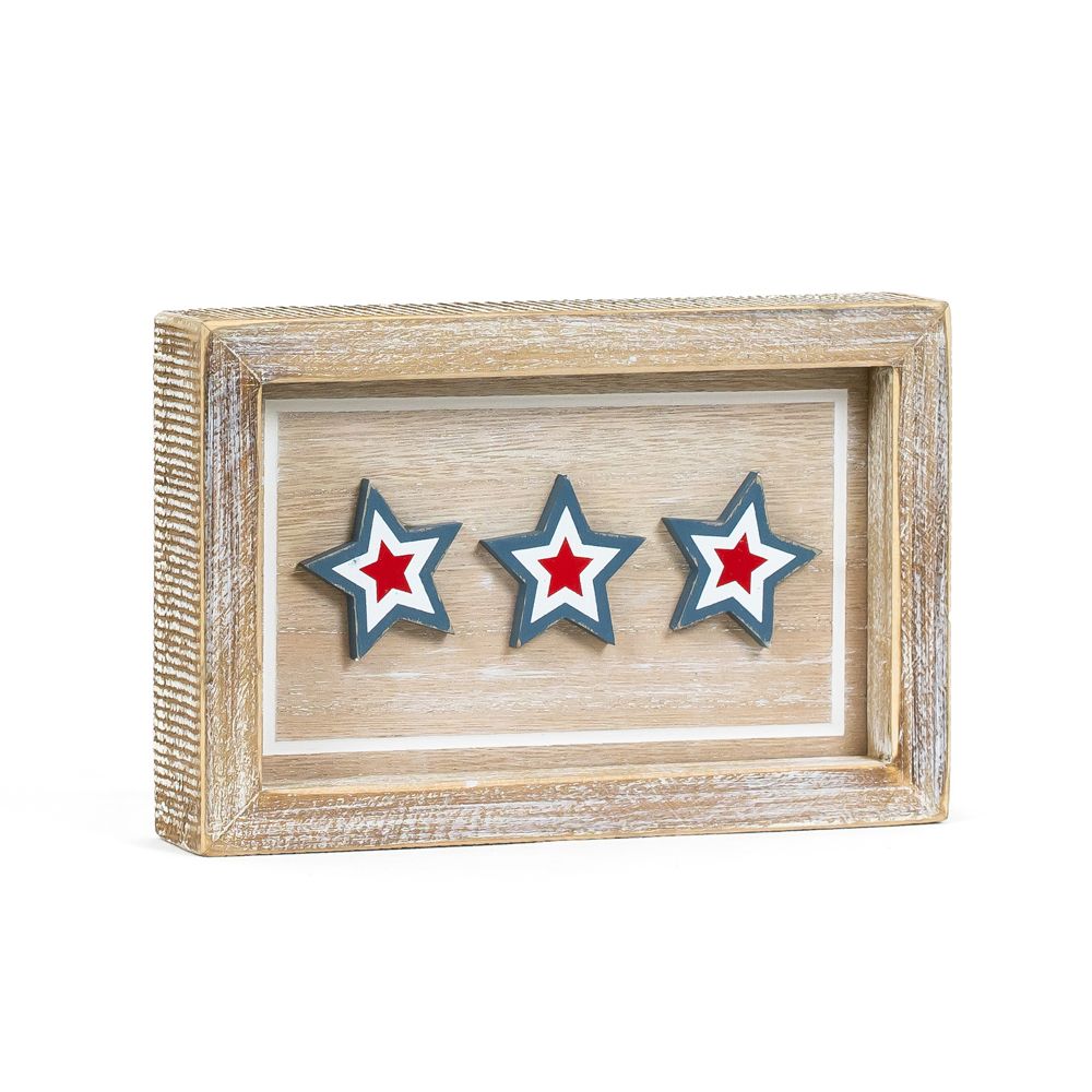 Reversible Wood Frame Sign (Stars/Peaches) Adams Summer Adams & Co.   