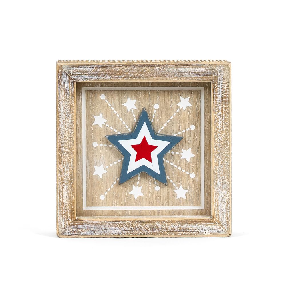 Square Reversible Wood Frame Sign (Star/Peach) Adams Summer Adams & Co.   