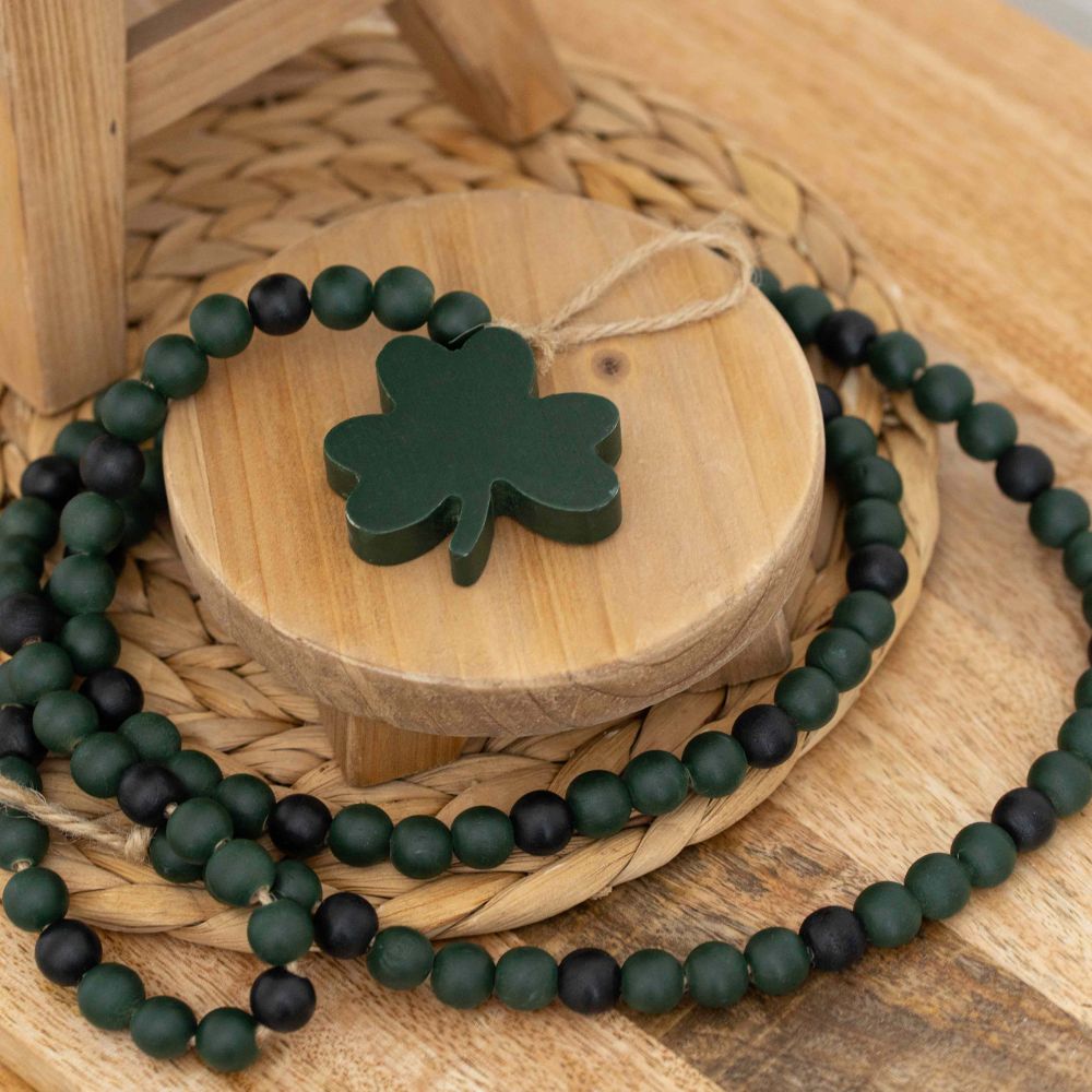 Wood Bead Garland - Shamrock Charm 60" Adams Valentines Adams & Co.   