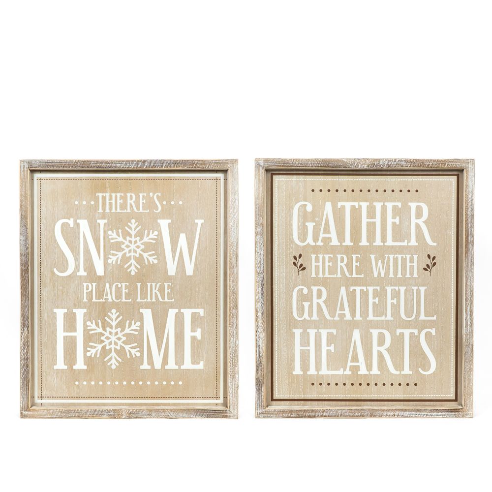 Reversible Wood Frame Sign (Snow/Gather) Adams Christmas Adams & Co.   