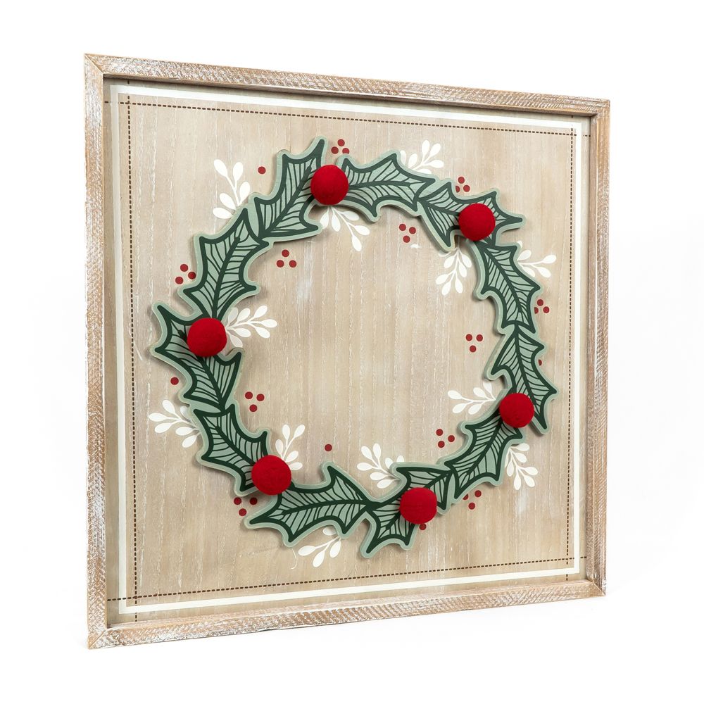 Reversible Wood Frame Sign (Wreaths) Adams Christmas Adams & Co.   