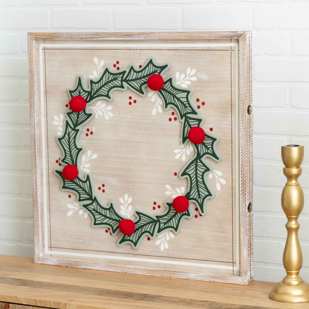 Reversible Wood Frame Sign (Wreaths) Adams Christmas Adams & Co.   