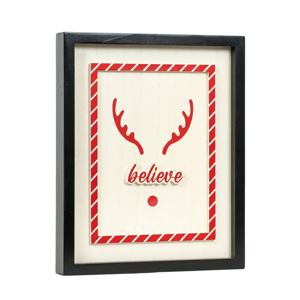 Reversible Wood Frame Sign (Believe/Sun) Adams Christmas Adams & Co.   