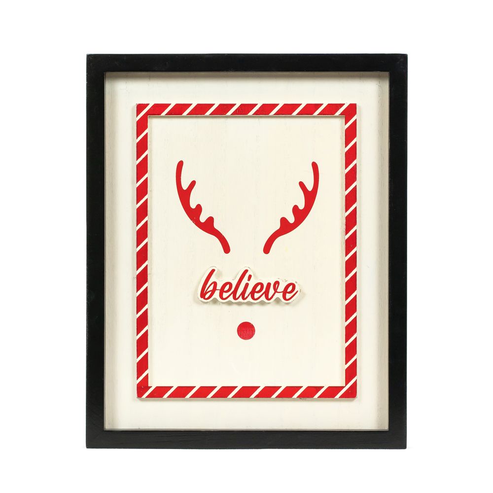 Reversible Wood Frame Sign (Believe/Sun) Adams Christmas Adams & Co.   