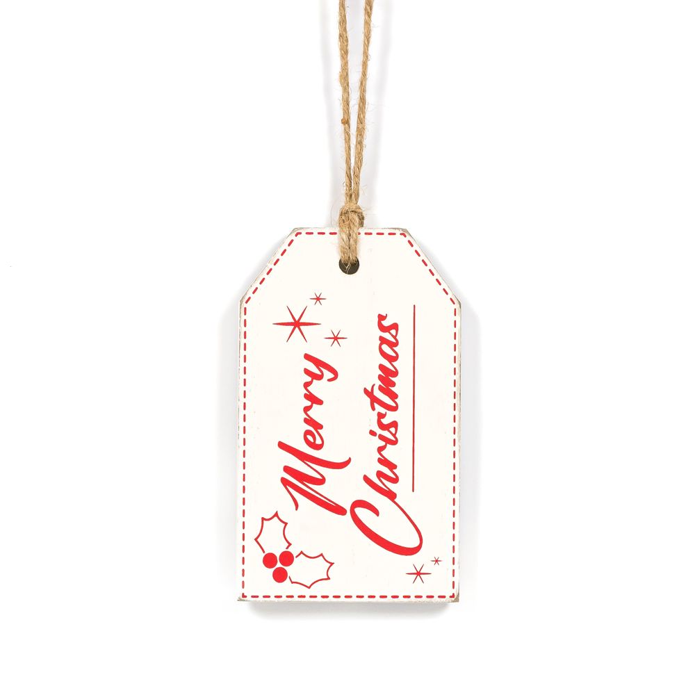 Reversible Wood Tag (Merry/Candy) Rd/Wh Adams Christmas Adams & Co.   