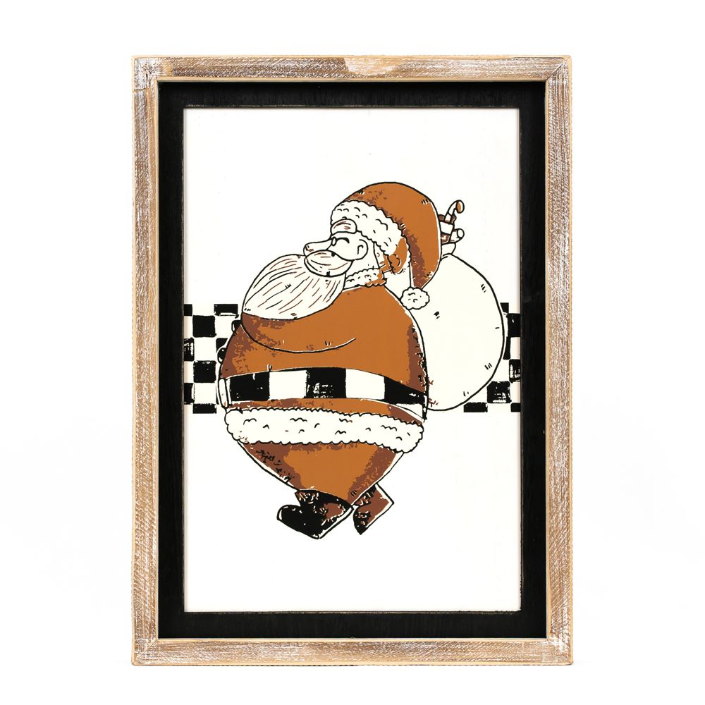 Reversible Wood Frame Sign (Santa/Check) Adams Christmas Adams & Co.   