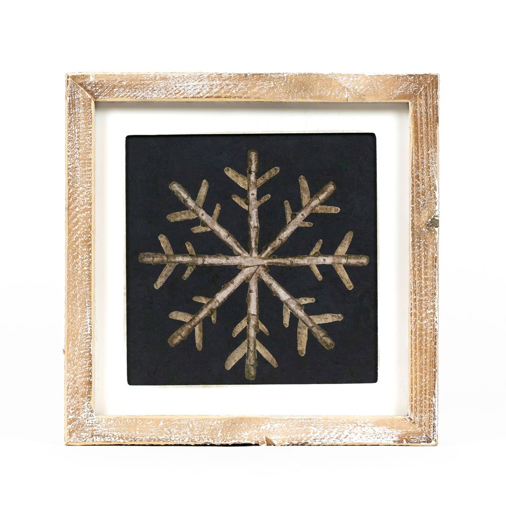 Reversible Wood Frame Sign (Snowflake/Acorn) Adams Fall/Thanksgiving Adams & Co.   