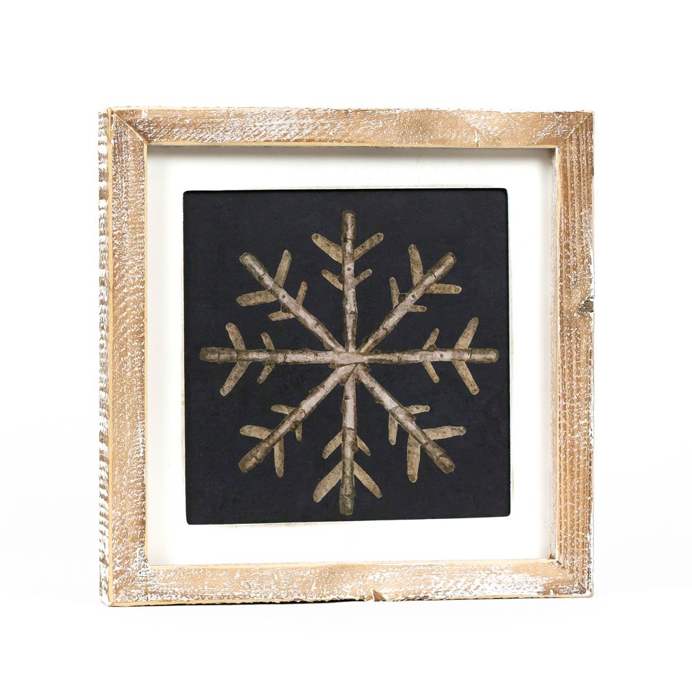 Reversible Wood Frame Sign (Snowflake/Acorn) Adams Fall/Thanksgiving Adams & Co.   