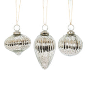 Glass Ornaments S/3, Silver Adams Christmas Adams & Co.   