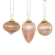 Glass Ornaments S/3, Rose Gold Adams Christmas Adams & Co.   