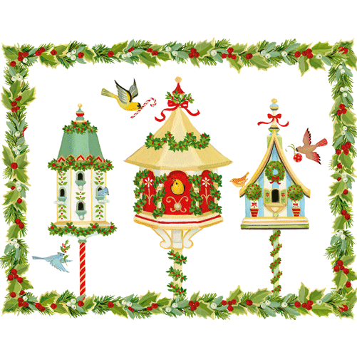 Christmas Birdhouses - Boxed Holiday Cards  Caspari   