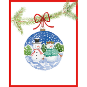 Painted Snowman Ornament - Boxed Holiday Cards  Caspari   