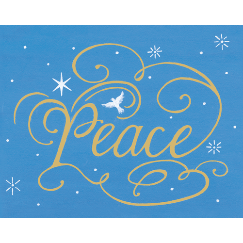 Peace And Dove Calligraphy - Boxed Holiday Cards  Caspari   