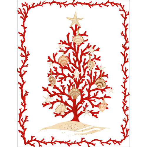 Coral Tree Foil - Boxed Holiday Cards  Caspari   