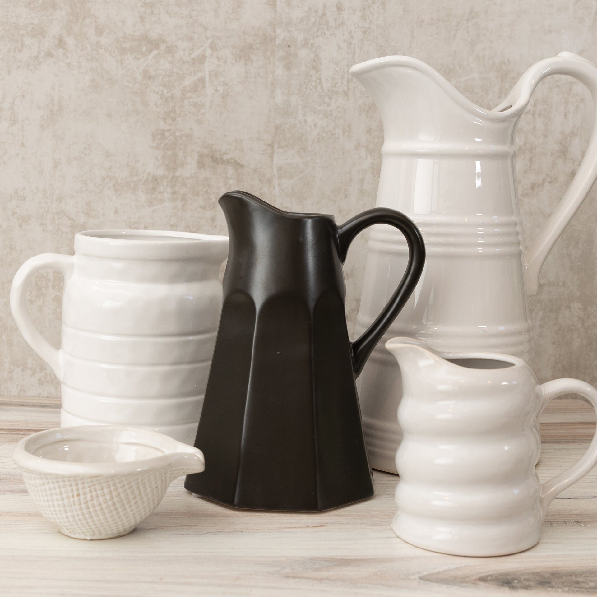 Veronica White Ceramic Pitcher  PD Home   