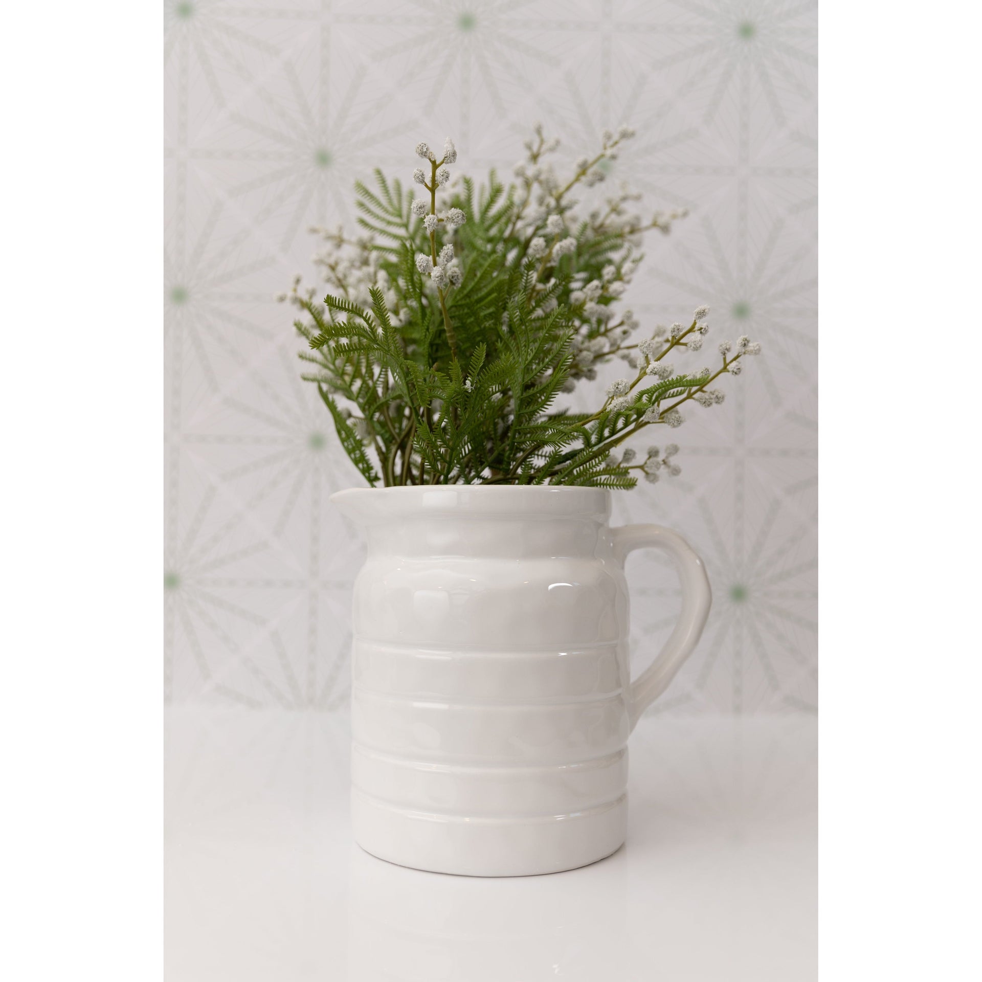 Veronica White Ceramic Pitcher  PD Home   