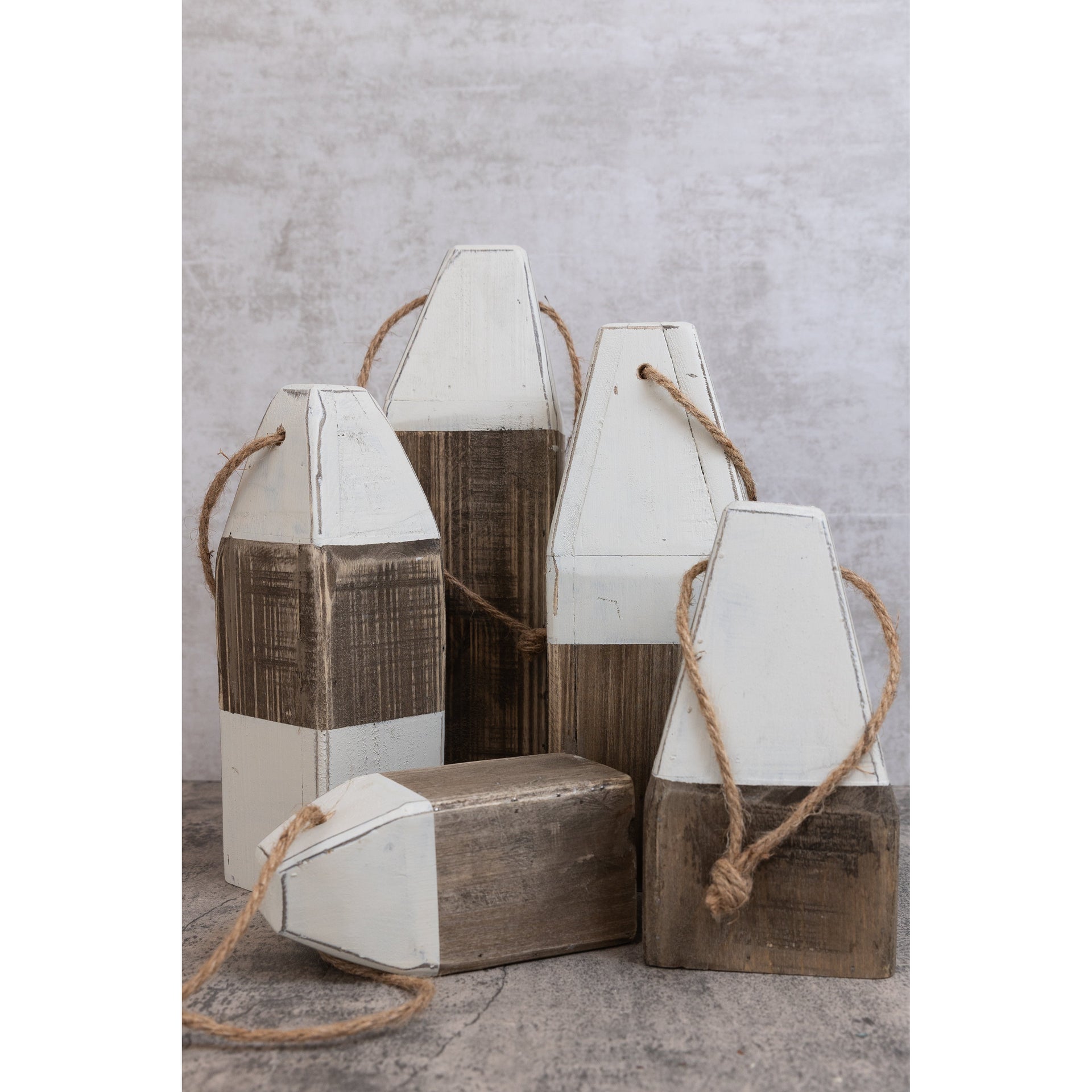 Gray and White Wooden Buoys  K&K   