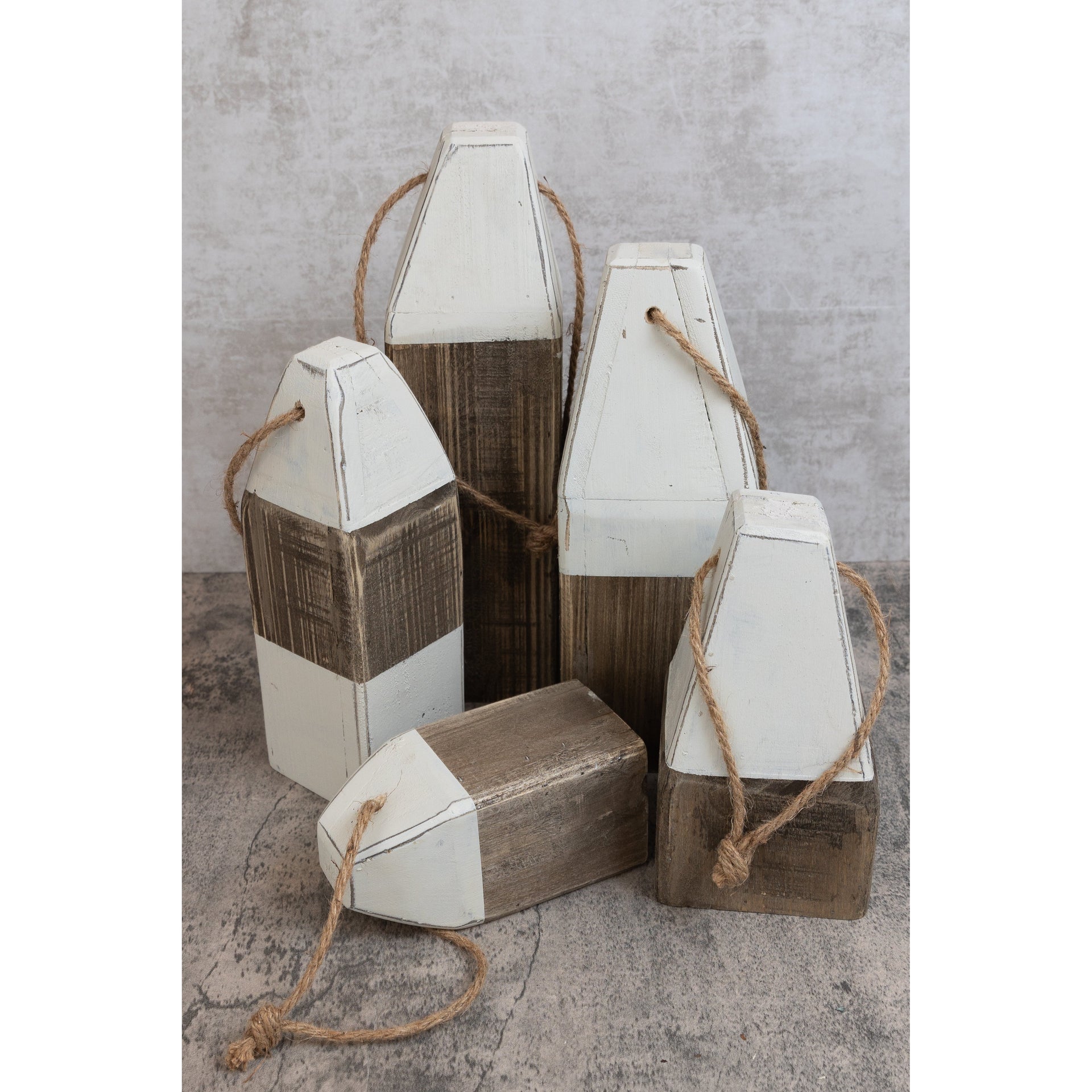 Gray and White Wooden Buoys  K&K   