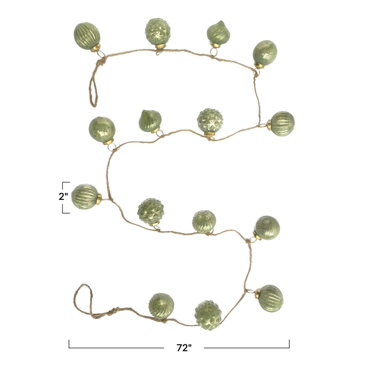 Olive Green Mercury Glass Ball Ornament Garland  Creative Co-Op   