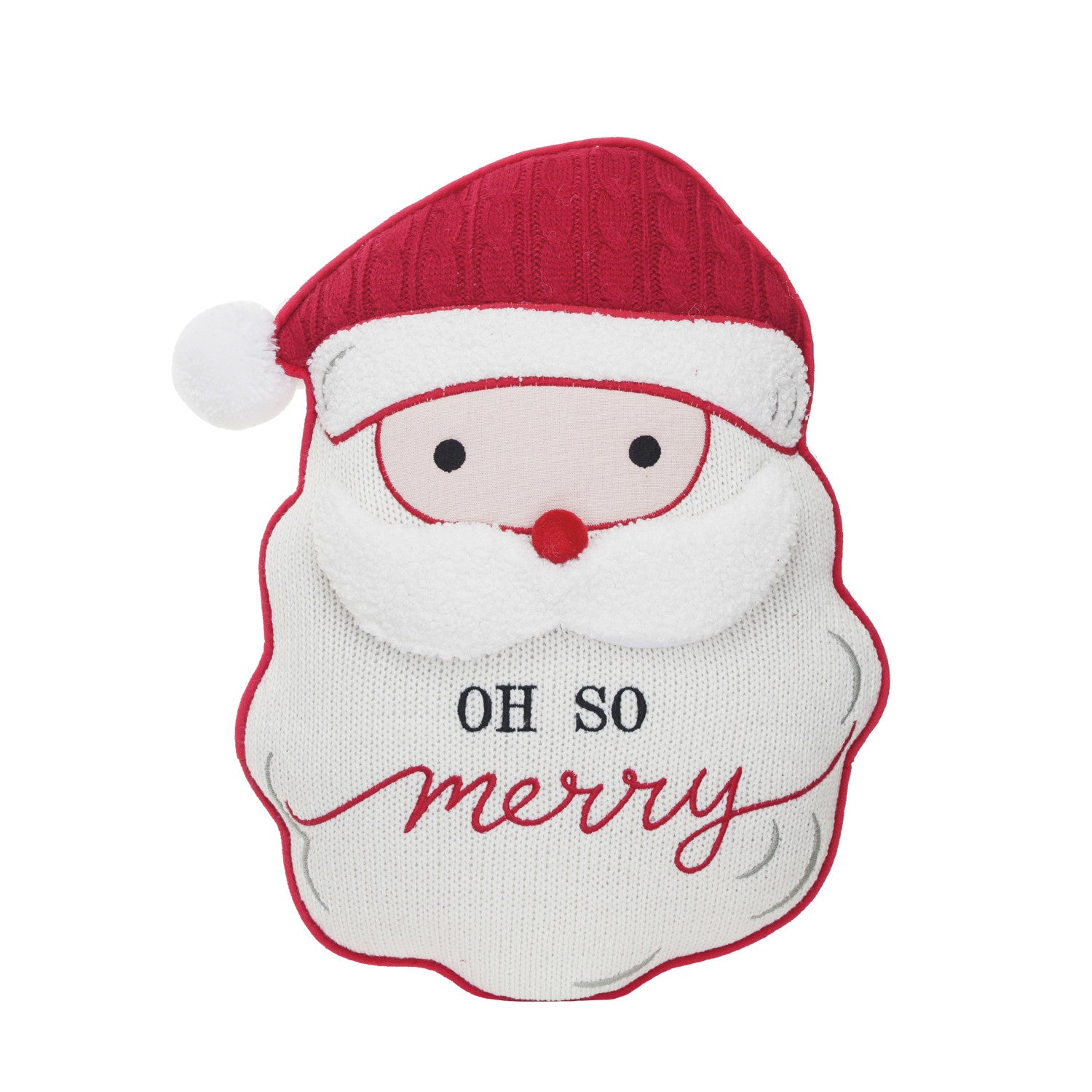 Fabric Tufted Santa Shaped Pillow "Oh So Merry"  Creative Co-Op   