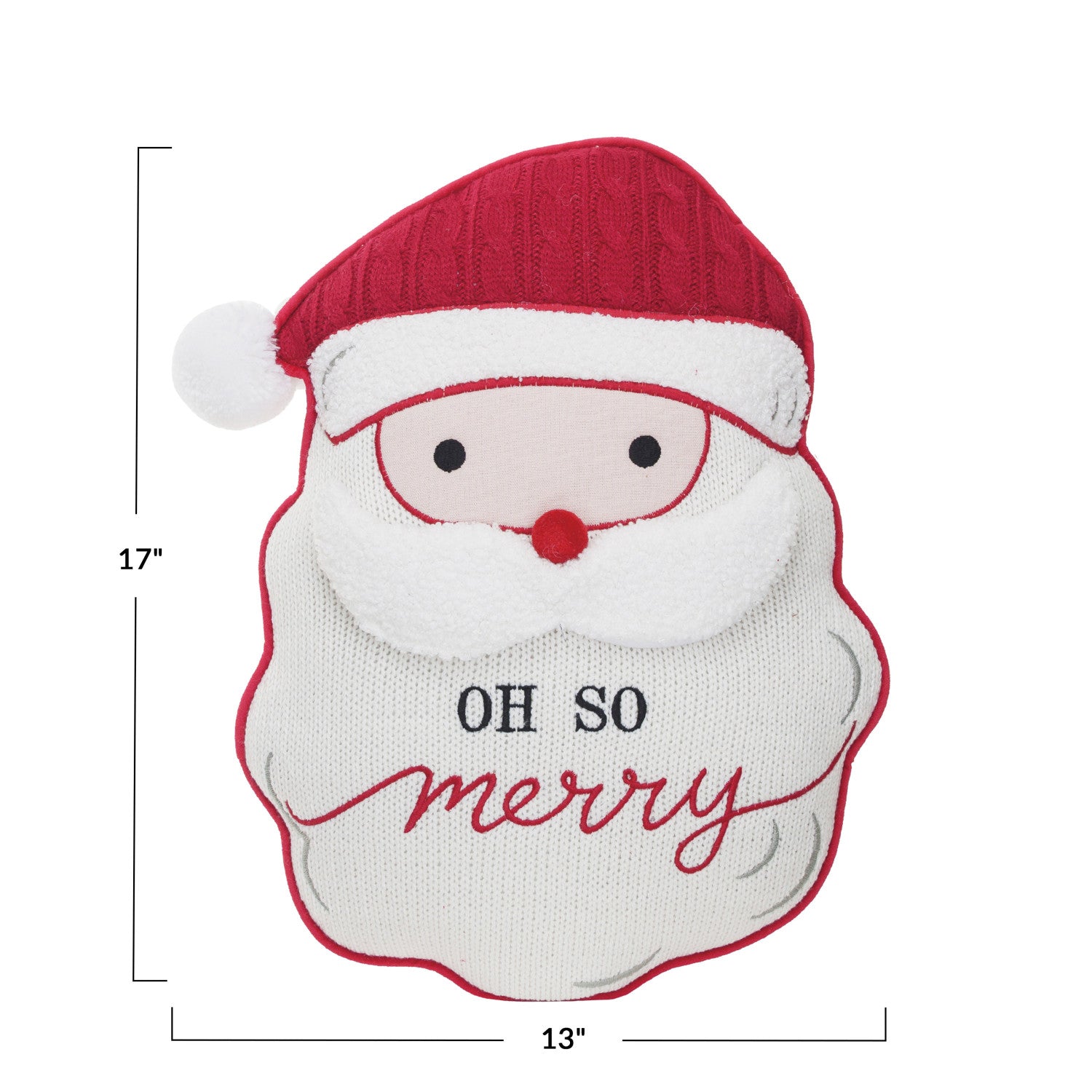 Fabric Tufted Santa Shaped Pillow "Oh So Merry"  Creative Co-Op   