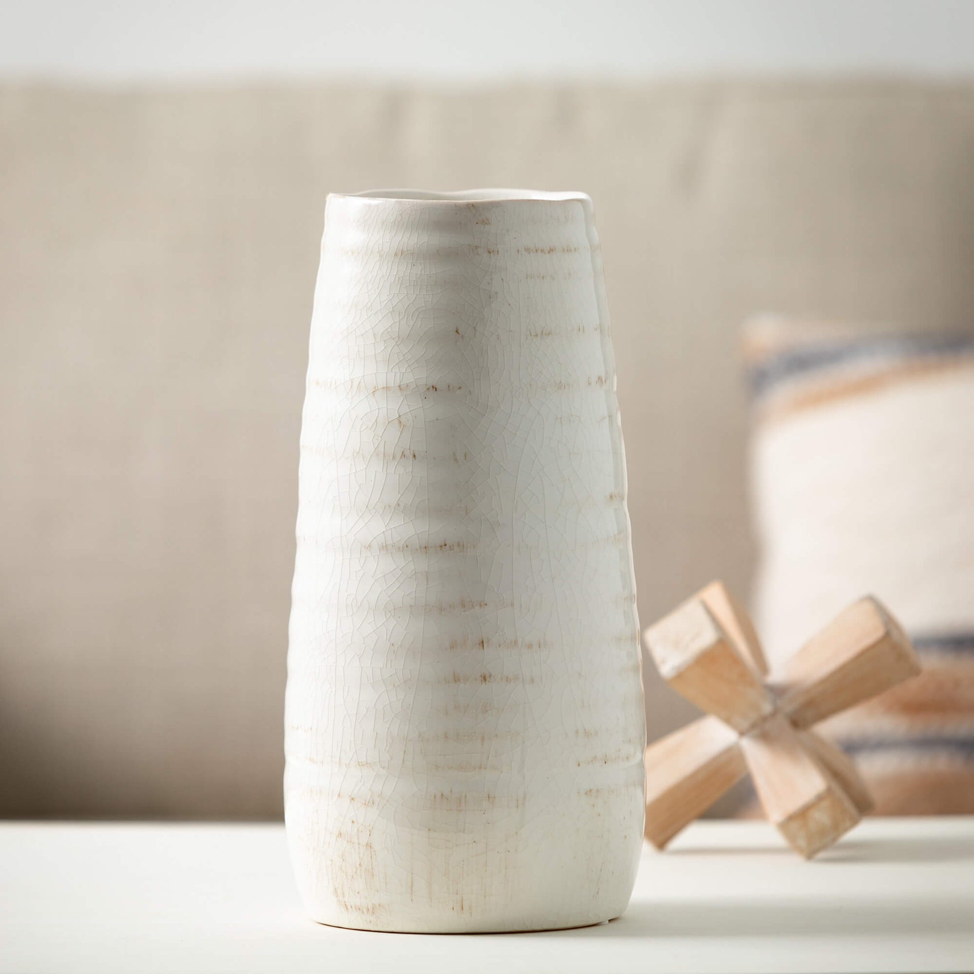 White Glossed Vase  Sullivans   