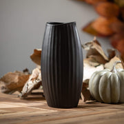 Modern Black Ribbed Vase  Sullivans   