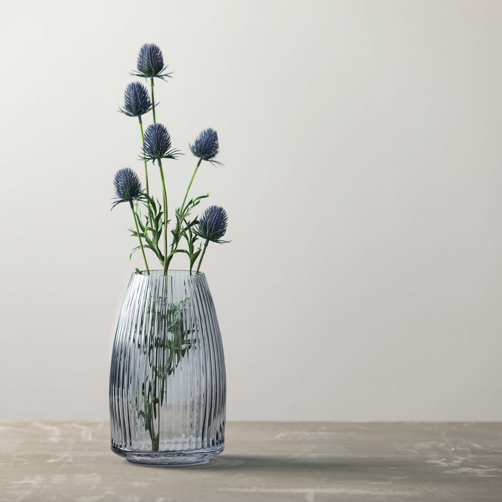 Ribbed Blue Gray Vase  Sullivans   