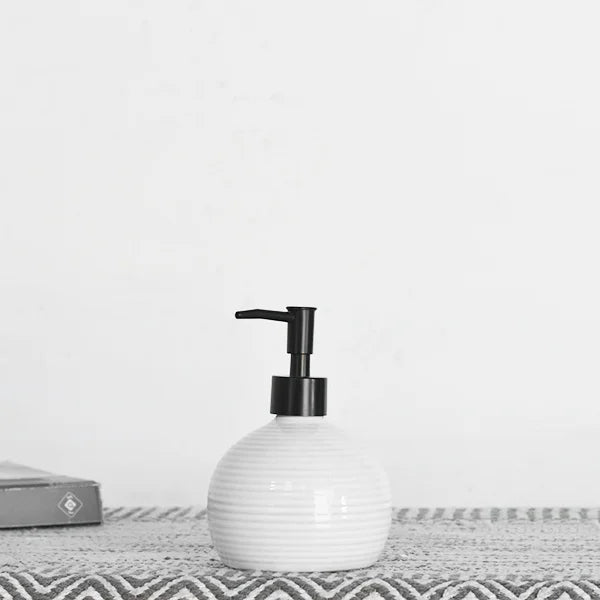 White Stripe Soap Pump  PD Home   