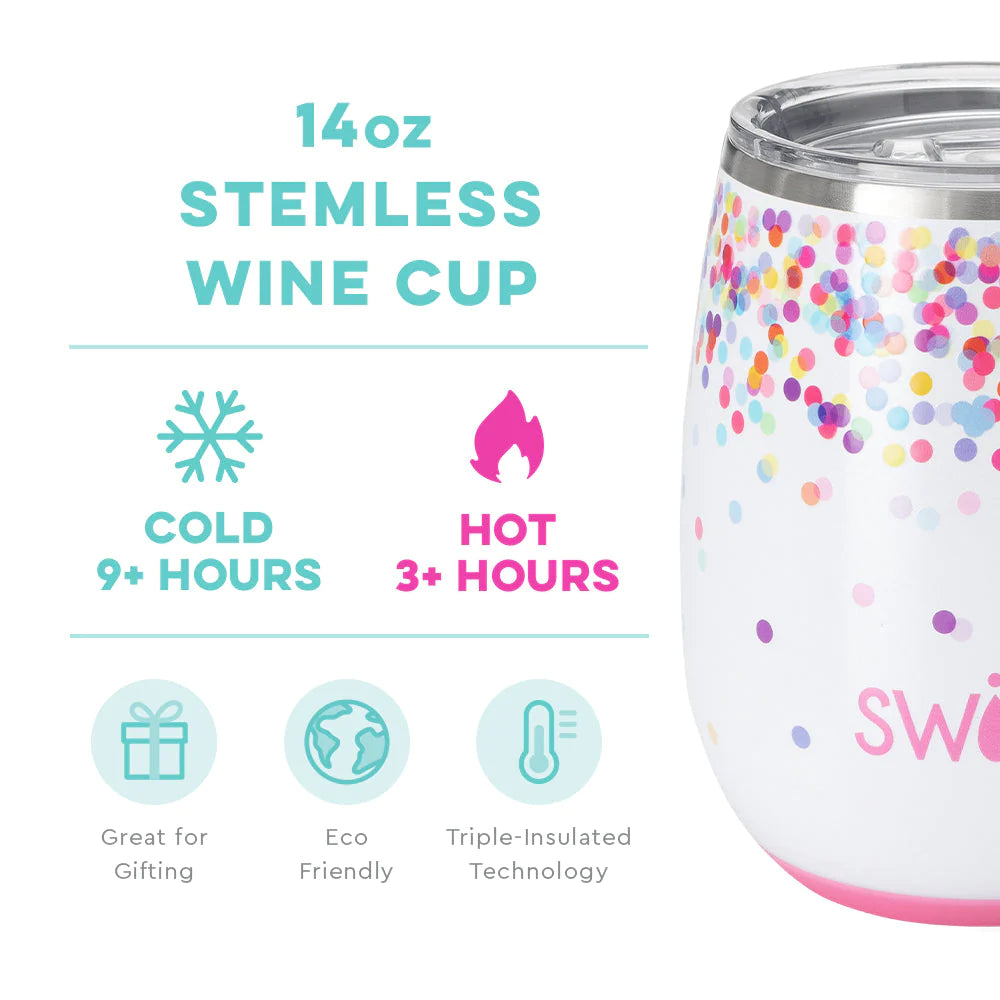 Stemless Wine Cup - 14oz - Pink Confetti  Swig Life   