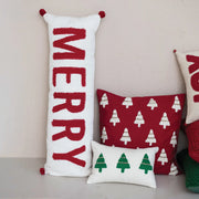 Lumbar Pillow w/ Appliqued "Merry" & Pom Poms  Creative Co-Op   