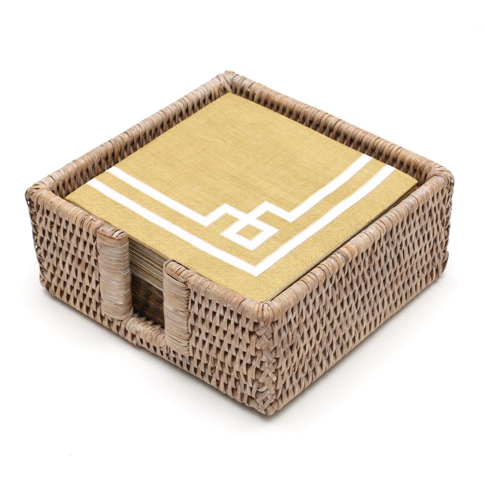 Rattan Cocktail Napkin Holder - Bleached  Caspari   