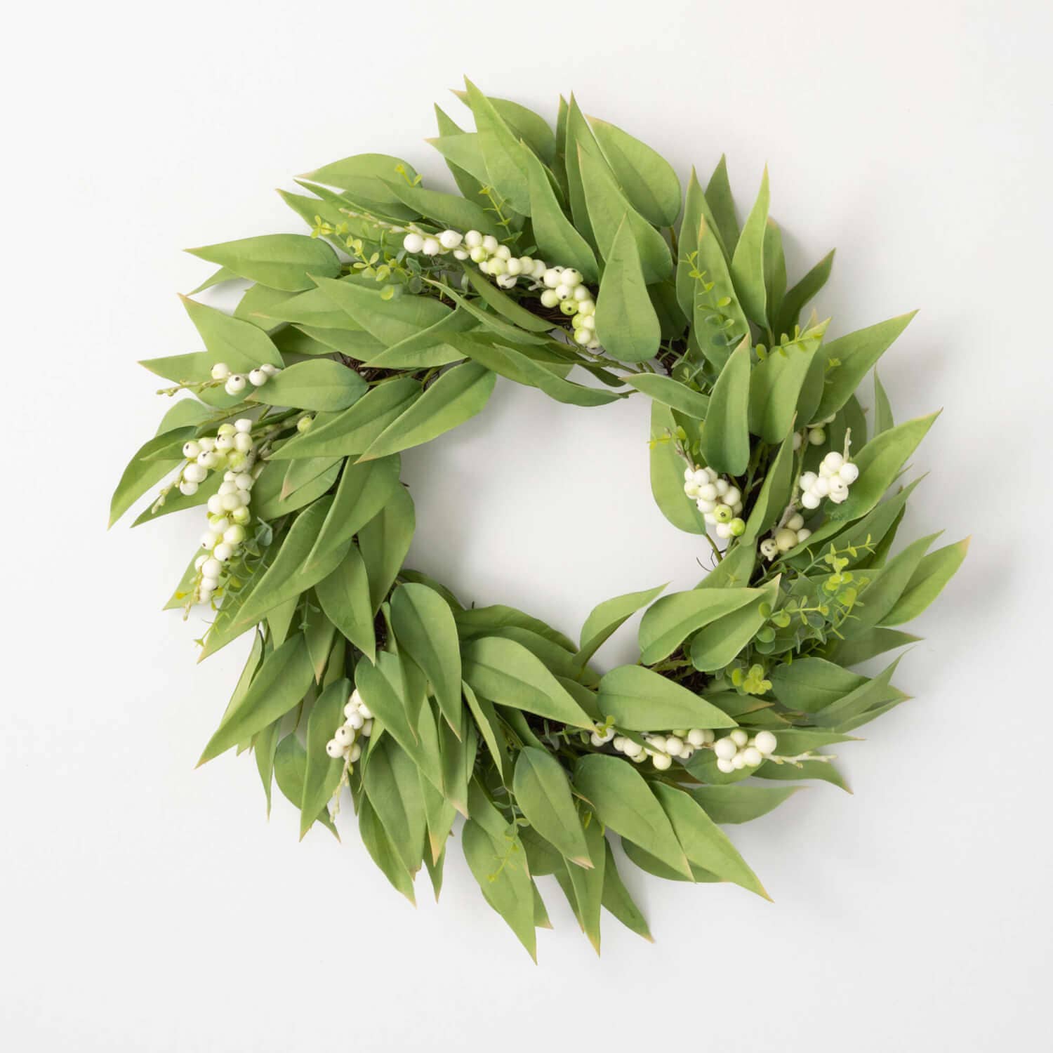 Pearl White Snowberry Wreath  Sullivans   