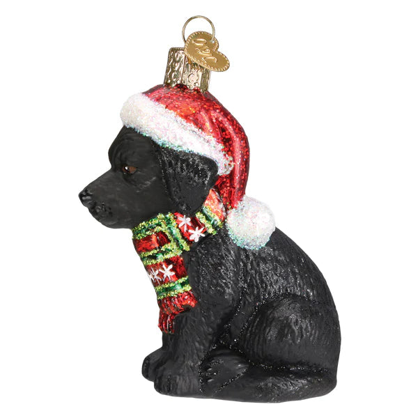 Holiday Black Labrador Puppy Ornament  Old World Christmas   