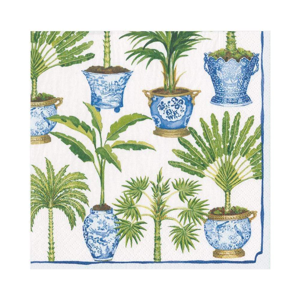 Luncheon Napkin - Potted Palms White  Caspari   