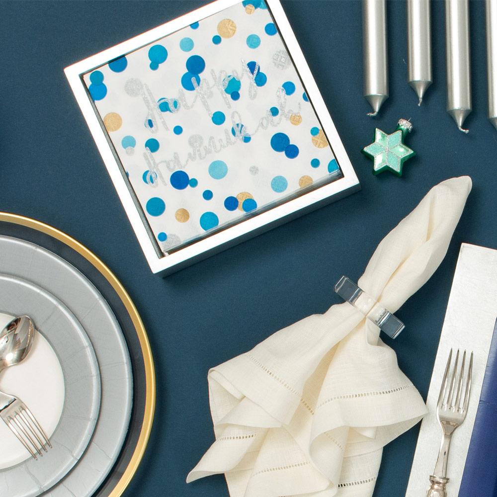 Cocktail Napkin - Confetti-Happy Hanukkah Paper Napkins Caspari   