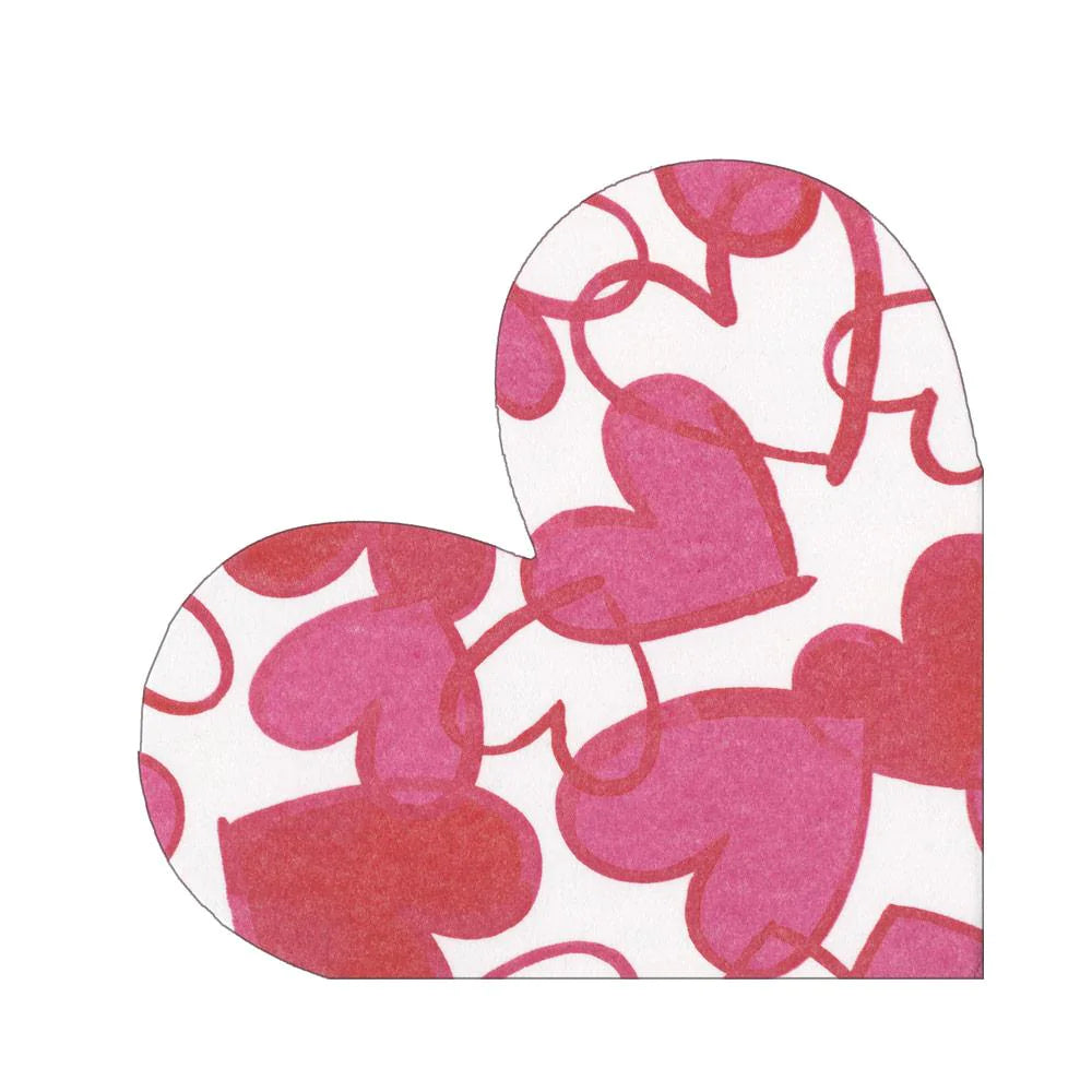 Luncheon Napkin - Painted Hearts - Die-Cut  Caspari   