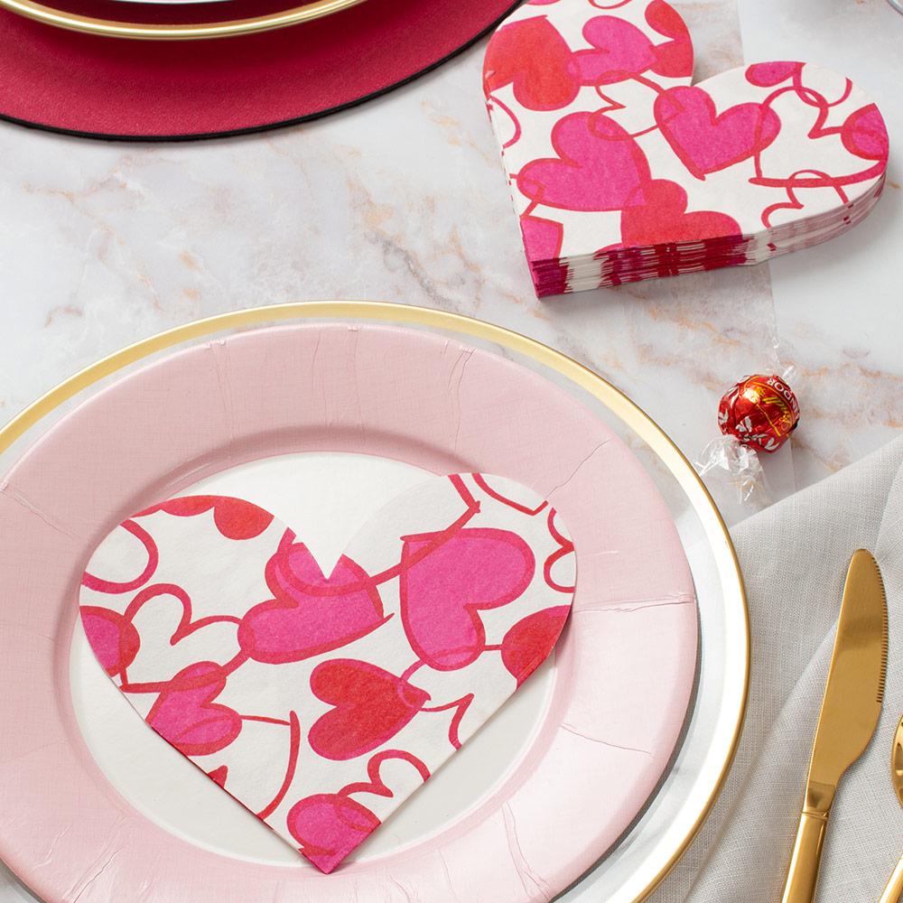 Luncheon Napkin - Painted Hearts - Die-Cut  Caspari   