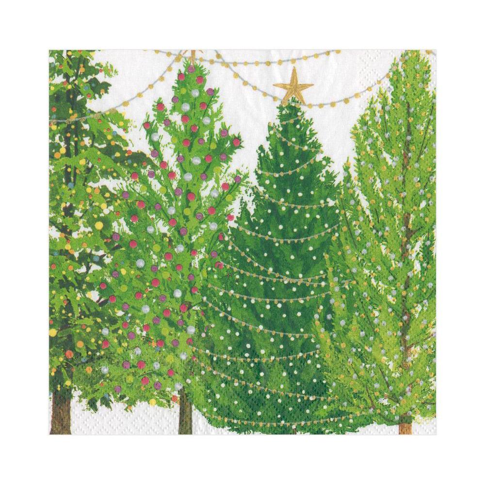 Luncheon Napkin - Christmas Trees With Lights  Caspari   