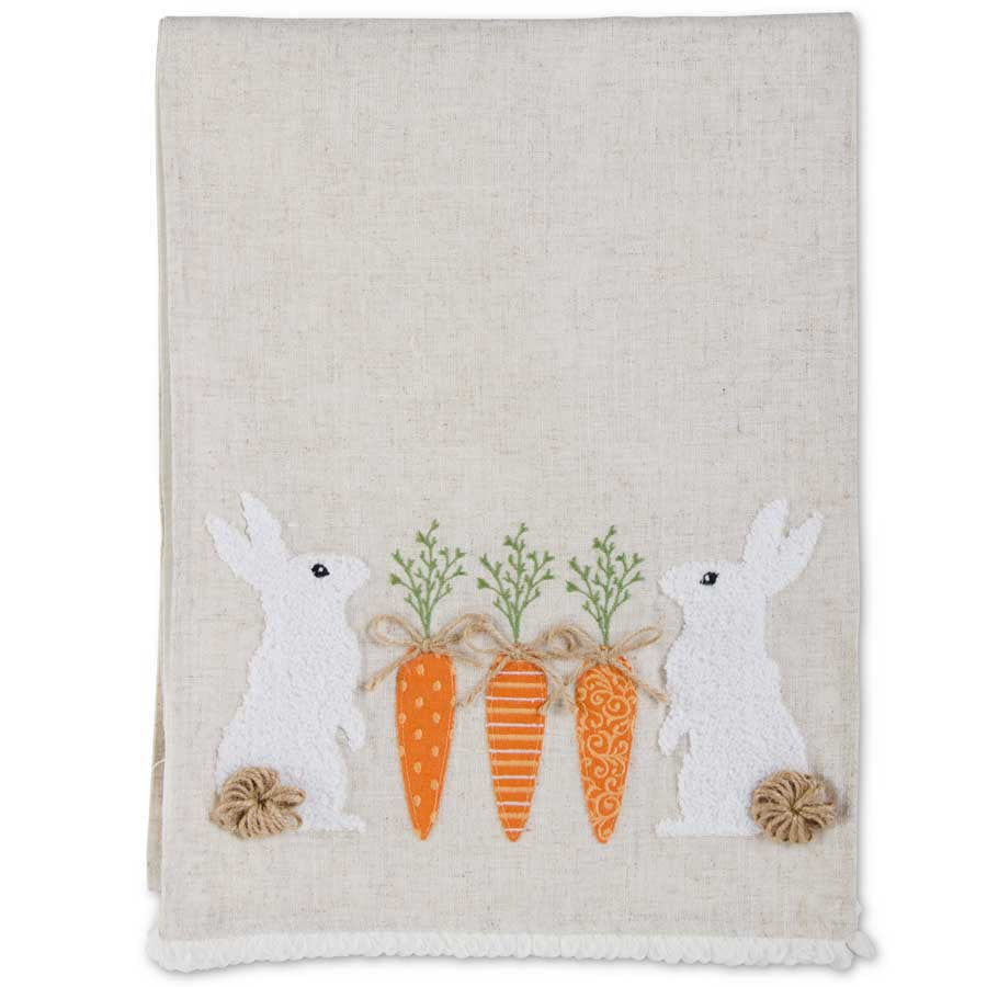 Linen Easter Table Runner - Rabbits & Carrots  K&K   