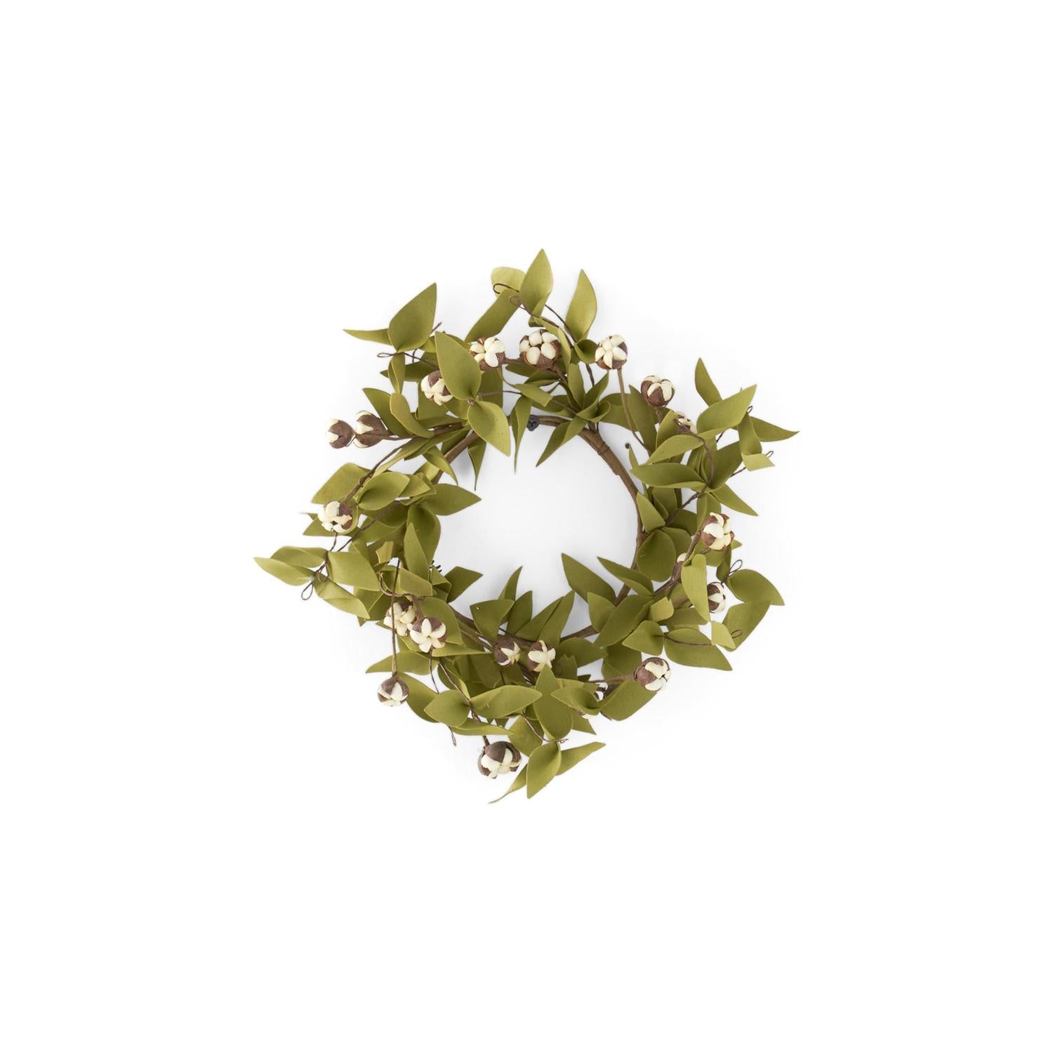 Cream Bud & Green Eva Foliage Candle Ring  K&K   