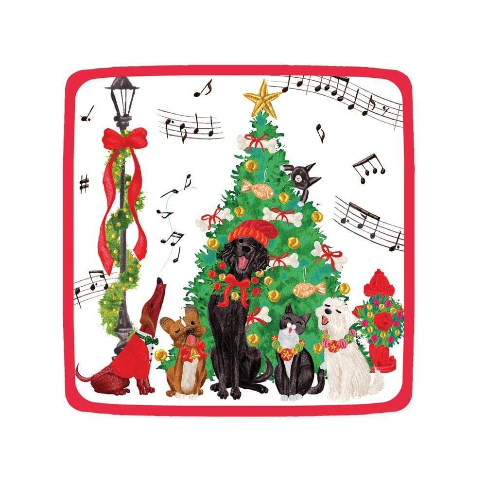 Caroling Pets - Salad/Dessert Plates Square  Caspari   