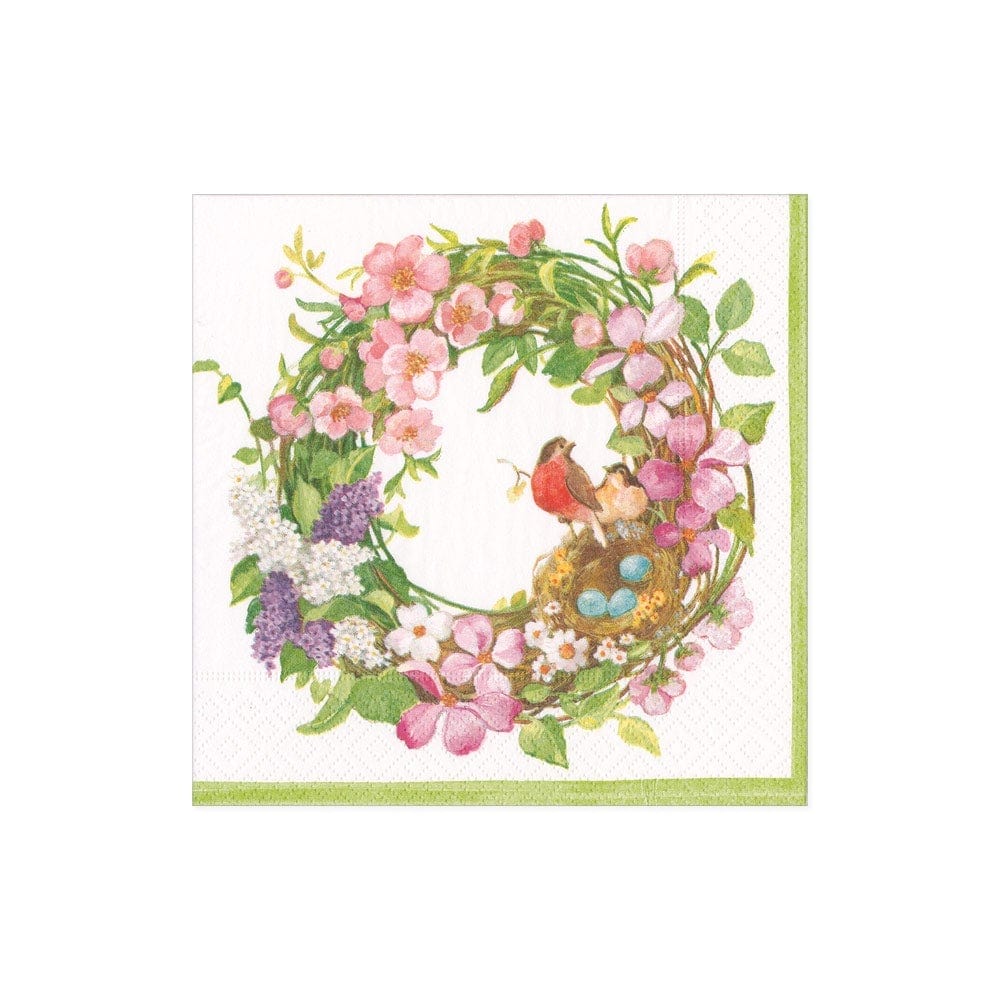 Cocktail Napkin - Spring Wreath Paper Napkins Caspari   