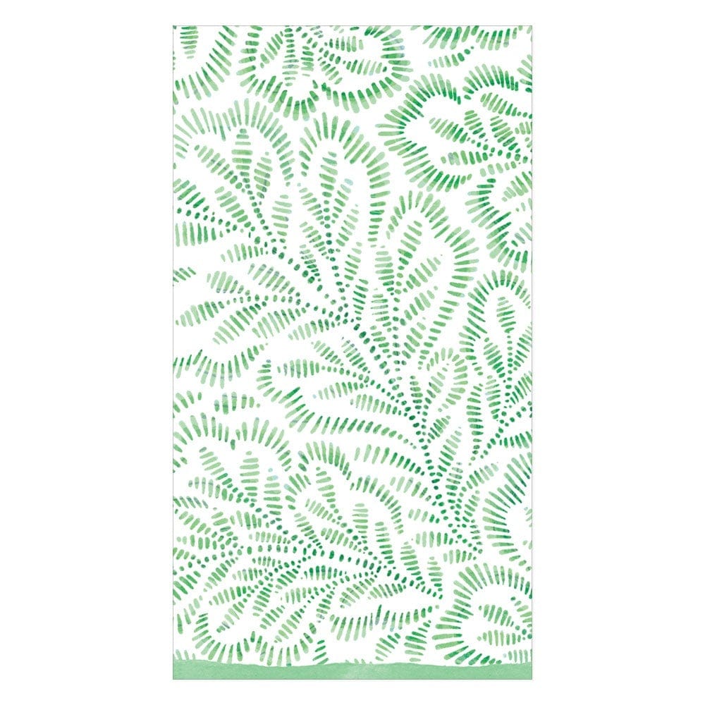 Guest Towel Napkin - Block Print Leaves Green Paper Napkins Caspari   