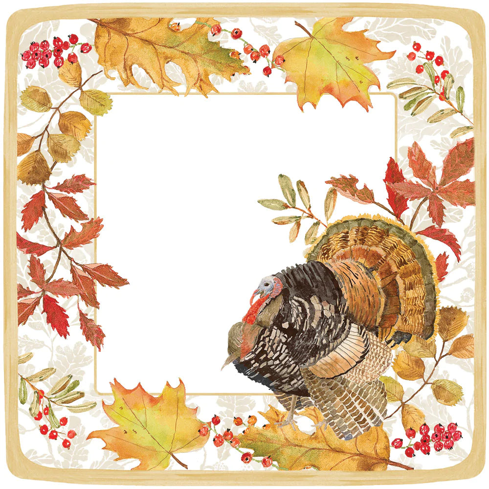 Woodland Turkey - Dinner Plates Square  Caspari   